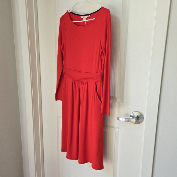 (Tall) NWT Boden Abigail Red Long Sleeve Jersey Dress Sz 6L - Picture 4 of 16
